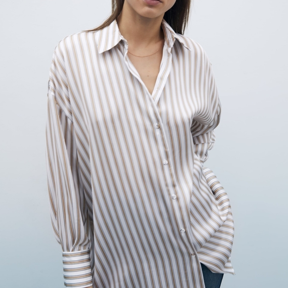 Zara Flowy Lined buttoned shirt - Picture 1 of 4